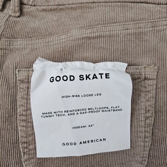 Good‎ American Jeans 32 Tan Good Skate High-Rise Loose Wide-Leg Corduroy NWOT - Picture 4 of 10
